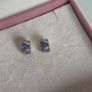 Pandora curved feather/pave blue charm clips Image 2