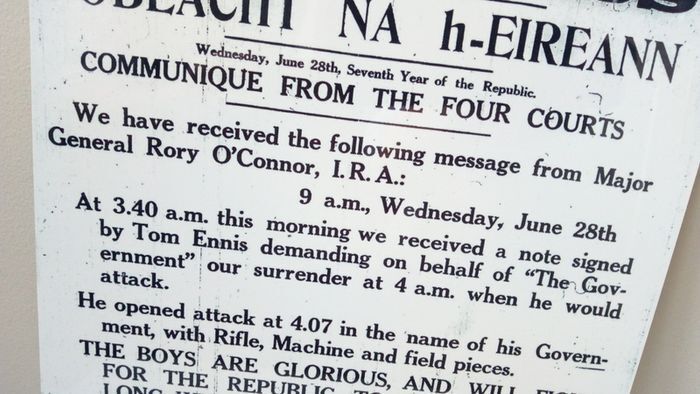 Irish civil war memorabilia four courts battle tin metal sign