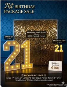 Birthday Decoration Package - Sequin Wall & Lights