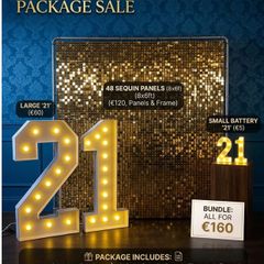 Birthday Decoration Package - Sequin Wall & Lights