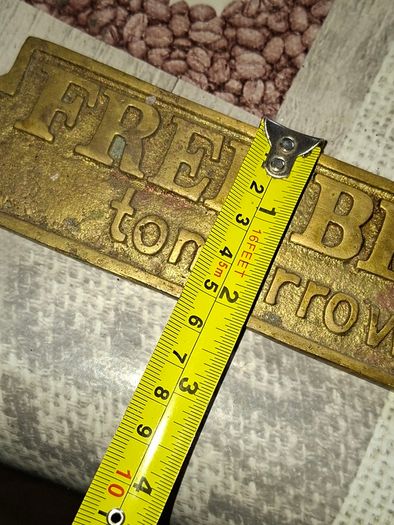 Vintage Brass Pub Plaque with Raised Lettering reading FREE BEER TOMORROW, Postage Available or Collection