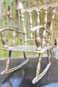 Vintage brass rocking chair, dolls, Teddy bear chair H 6,5" 4 x 5"