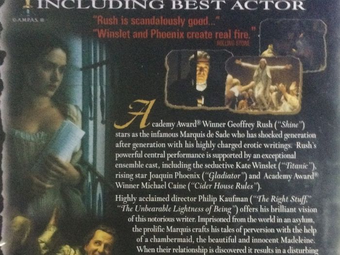 Quills [2000] Kate Winslet, Geogfrey Rush, Joaquin Pheonix & Michael Caine [Movie DVD]