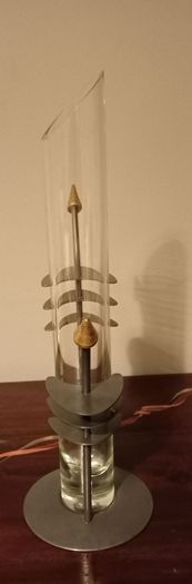 Art Deco Metal And Glass Cylinder Vase for Single Flower.