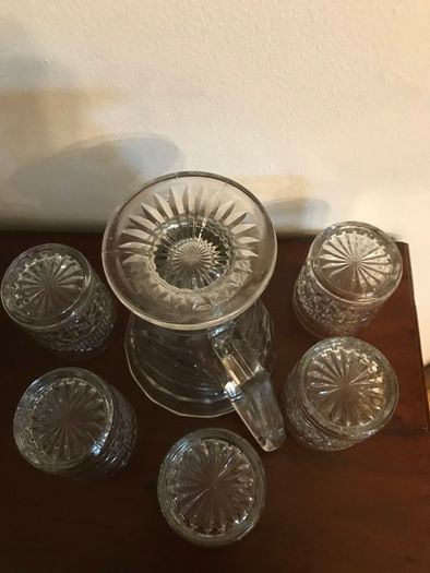 Vintage Jug and 5 glasses