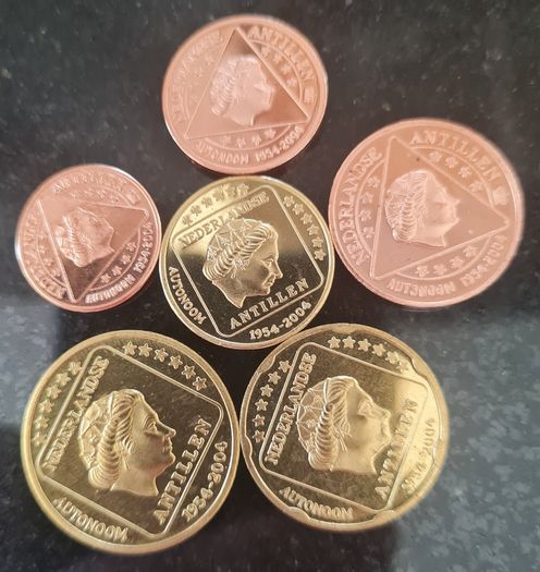 Netherlands Curacao 1,2,5,10,20 & 50 Cent Prototype, Probe, Essai coin's (6 coin Lot)