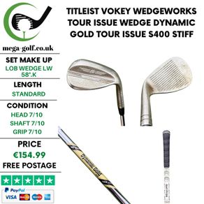 Titleist Vokey Wedgeworks Tour Issue Wedge Lw 58.K / Dynamic Gold Tour Issue S400 Stiff