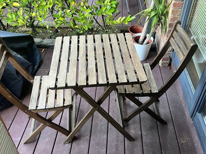 IKEA ASKHOLMEN Outdoor Table and 2 Folding Chairs Set  Good condition