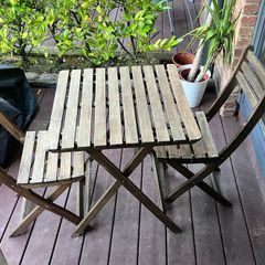 IKEA ASKHOLMEN Outdoor Table and 2 Folding Chairs Set  Good condition
