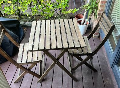 IKEA ASKHOLMEN Outdoor Table and 2 Folding Chairs Set  Good condition