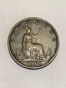 1864 Victoria Farthing Coin