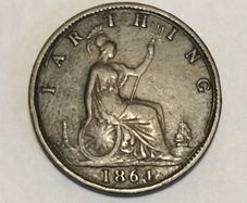 1864 Victoria Farthing Coin