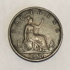 1864 Victoria Farthing Coin