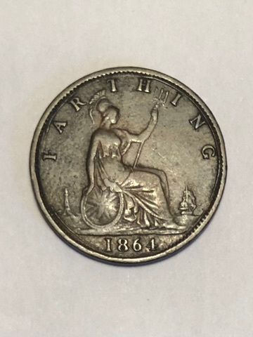 1864 Victoria Farthing Coin