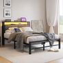 Double Bed Frame with Storage and LED Lights Image 5