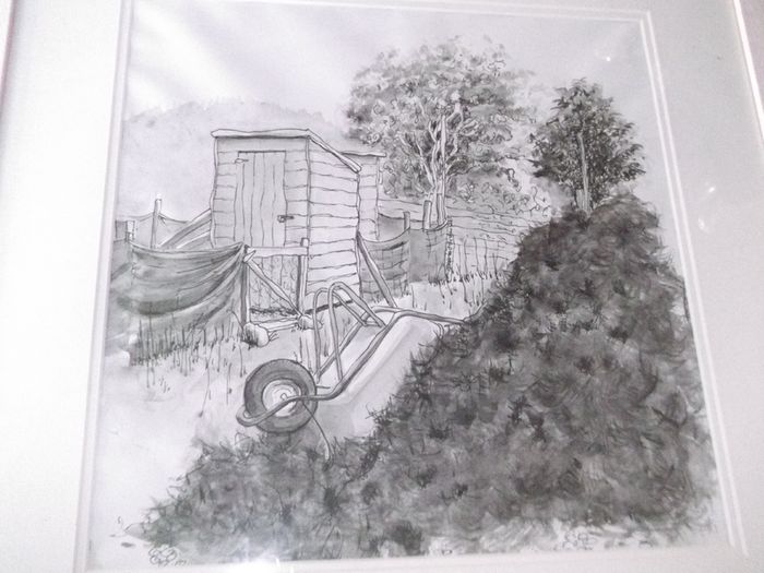 a pen ank drawing by bridget o,brien signed