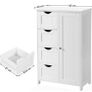 Bathroom Floor Storage Cabinet, Wooden Storage Unit with 4 Drawers, Single Door, Adjustable Shelf, for Living Room, Kitchen, Entryway, White (FREE POSTAGE) Image 6