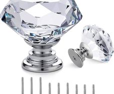 12p Crystal Knobs - Drawer Knobs Dresser Knobs 30mm Glass Diamond Knobs Pull and Knobs 12p Knobs