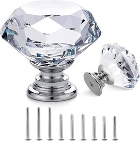 12p Crystal Knobs - Drawer Knobs Dresser Knobs 30mm Glass Diamond Knobs Pull and Knobs 12p Knobs
