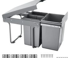 Trash Can for Kitchen Cabinets, 20+10+10L Double Under Sink Garbage Waste Recycling Bin, Under Mount Waste Container
