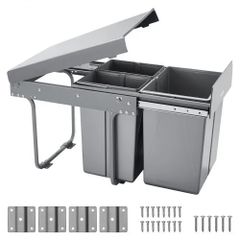 Trash Can for Kitchen Cabinets, 20+10+10L Double Under Sink Garbage Waste Recycling Bin, Under Mount Waste Container