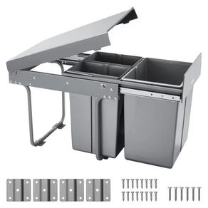 Trash Can for Kitchen Cabinets, 20+10+10L Double Under Sink Garbage Waste Recycling Bin, Under Mount Waste Container