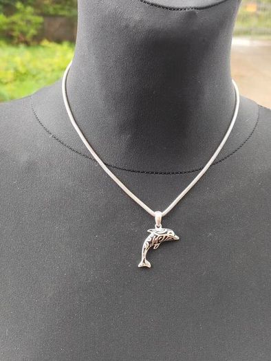 Heavy Sterling Silver Dolphin pendant set