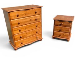 Chest of Drawers and Bedside Locker - Pine