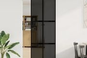 Sliding Door with Hardware Set 90x205 cm Tempered Glass&amp;Aluminium