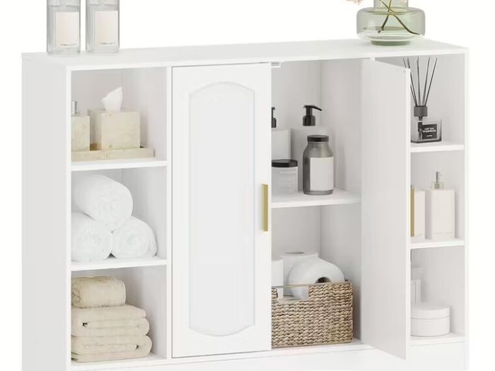 White Storage Cabinet 2-Door Bathroom, Living Room, Bedroom