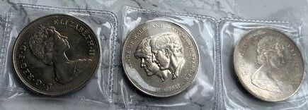 3 x 1981 Lady Diana & Prince Charles Crowns. 10 Euro each or 3 for 25