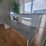 White and grey kitchen table with benches Image 4