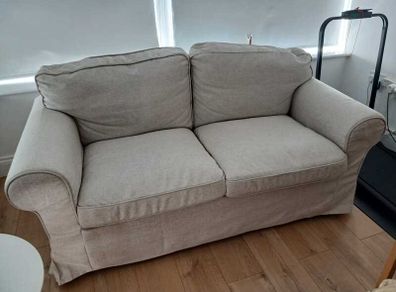 2-Seater Fabric Sofa Beige Very Good Condition