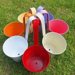 Set of 7 Colorful Hanging Metal Planters