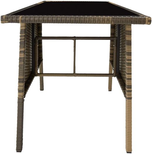 _Folding Polyrattan Set for 2 People 2 Chairs and 1 Table with Glass Top