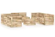 9 Piece Garden Lounge Set Green Impregnated Pinewood