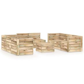 9 Piece Garden Lounge Set Green Impregnated Pinewood
