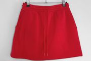 New Zara Vibrant Cherry Red Jersey Mini Skirt - Drawstring Waist