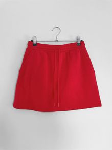 New Zara Vibrant Cherry Red Jersey Mini Skirt - Drawstring Waist