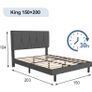 King Bed Frame, Dark Grey, Upholstered Wooden Slat Image 7