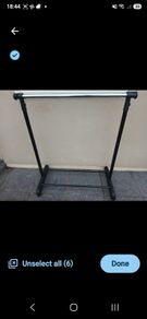Clothes rail and shoe rack.