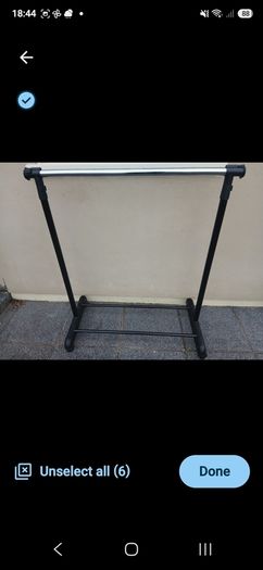 Clothes rail and shoe rack.