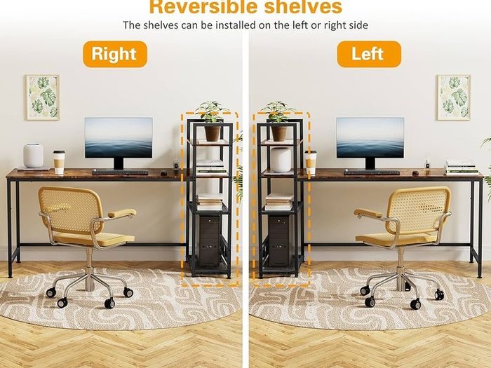 NEW SALE | Computer Desk, Computer Desk with Bookshelf, Study Computer Laptop Table with 4 Tier DIY Storage Shelves Writing Table for Home Office Bedroom,140x60x110cm