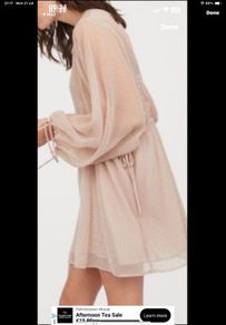 dress H&M champagne oversized long sleeve mini dress size small