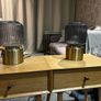 Brass/grey clear glass bedside table x2 Image 3