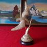 High Quality Shiny Solid Brass Eagle On A Wooden Round Black Plinth Base Image 2