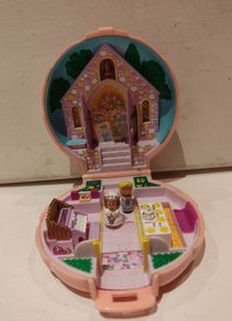 Vintage Polly Pocket 1989 Nancy's Wedding Chapel Pink Compact