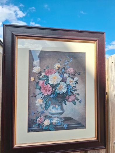 Vintage Albert Williams Framed Floral Print Cottagecore / Grandmillennial Style