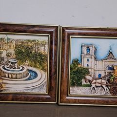 Pair of Handmade Malta 3D Wall Plaques John Borg