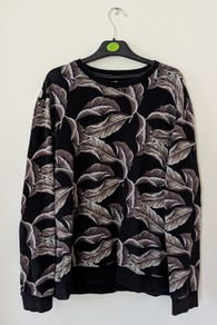 Bershka Black Leaf Print Jumper